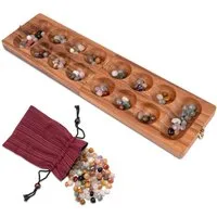 LOGOPLAY Spiel Kalaha Gr. L mit Metallverschluss Silber, Gesellschaftsspiel, Kalaha Spiel mit Metallverschluss Gold Klein für 2 Spieler Spielfeld