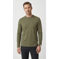 BOSS GREEN Langarmshirt Tee Long Regular Fit Stretch Jersey Cotton, Logo on Chest, Rundhals