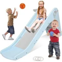 TLGREEN Rutsche Kinder Rutsche mit Basketballkorb und Zwinge, (Treppenrutsche, Kunststoff Gartenrutsche, Outdoor Rutsche für Kinder Spielplatz), Kleinkinderrutsche