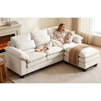 Patbrela Ecksofa L-förmiges Ecksofa, mit umklappbarem Fußhocker, Plüschbezug