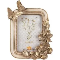 Clayre & Eef Bilderrahmen Romantischer Bilderrahmen mit Schmetterlingen roségold 10x15
