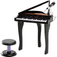 HOMCOM Spielzeug-Musikinstrument Piano Keyboard, Musikinstrument, (Mini-Klavier, 2 tlg., MP3 USB inkl. Hocker 37 Tasten), Schwarz 48 x 39 x 69 cm