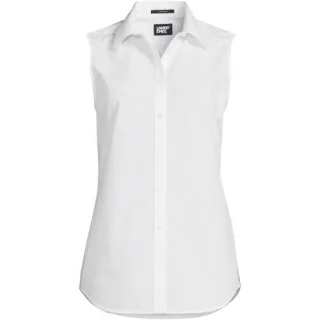 Bügelleichte ärmellose Hemdbluse für Damen in Plus-Größe, Damen, size: plus, Weiß, Baumwolle, by Lands' End