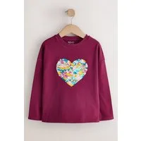 Next Paillettenshirt Langärmeliges Oberteil mit Pailletten-Herz (1-tlg)