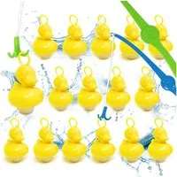 AMLI Spielzeug-Gartenset Entenangeln 16x Gelbe Enten inkl. 2 Angeln, Plastikente Öse Angelspiel Kinder