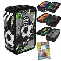 GOLDKIDS Federmäppchen 3-fache Federmappe Let's Gol Fußball Federmäppchen 46-teilig, (gefüllte Schüleretui Stifte, 1-tlg., und Pinsel inkl), Aufgabenheft Federbox Etui Stiftetasche Schlamper-Etui Schul-Etui