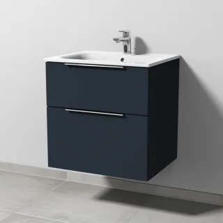 Sanipa 3way Waschtischunterbau zu Geberit Renova Plan Slim Waschtisch mit 2 Auszügen, Marine-Matt UP6861R