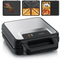 Arendo 3-in-1-Sandwichmaker Waffeleisen & Kontaktgrill, abnehmbare Antihaftbeschichtete Platten, 1400 W, 3-in-1: für Sandwich, Waffel & Grill, Panini, austauschbare Platten