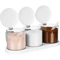 Belle Vous Frischhaltedose Belle Vous 3er Gewürzdosen Glas mit Deckel und Löffel, Kunststoff