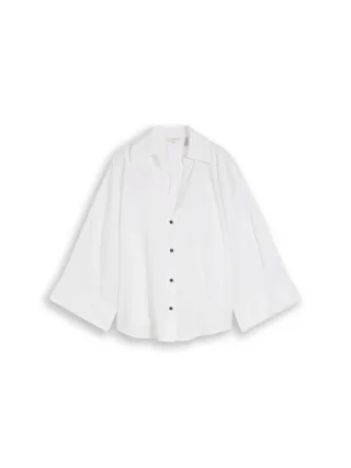 Tom Tailor - Oversize Bluse mit Leinenanteil white - Gr. - 40