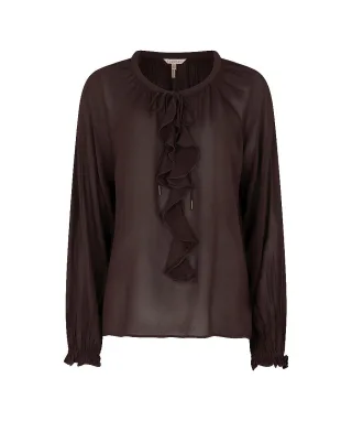 Esqualo - Bluse mit Rüschen braun - Gr. - 34