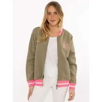 Zwillingsherz Sweatjacke "College" Reißverschluss, gestreiften Rippbündchen, Eingriffstaschen, Stickerei