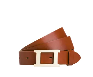 Vanzetti - * Echtleder-Damengürtel in 30 mm * schlichte Koppelschließe in glänzendem Gold * femininer und mo... cognac - Gr. - 80