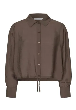 samsøe & samsøe - Bluse mit Kordelzug braun - Gr. - XS
