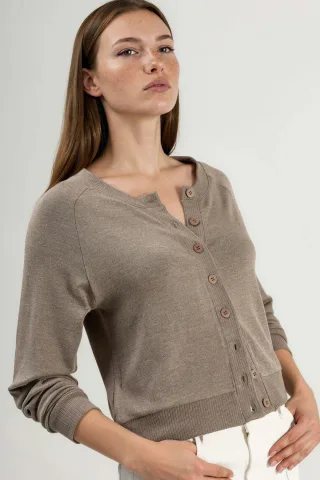 Crew-Neck-Cardigan mit Knöpfen