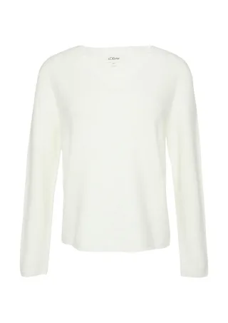 s.Oliver Red Label - Strickpullover aus Baumwollmix weiß - Gr. - 34