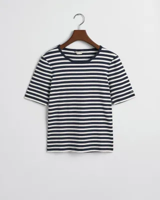 GANT - Geripptes T-Shirt mit Streifen evening blue - Gr. - L