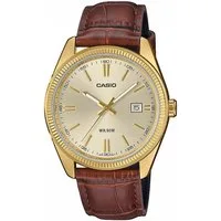 CASIO TIMELESS COLLECTION Quarzuhr MTP-1302PGL-9AVEF, Armbanduhr, Herrenuhr, Damenuhr, Lederarmband, Tag, Neo-Display