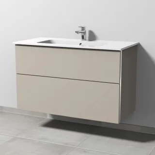 Sanipa 3way Waschtischunterbau zu Duravit ME by Starck Waschtisch mit 2 Auszügen, Kaschmir-Matt BP7261U