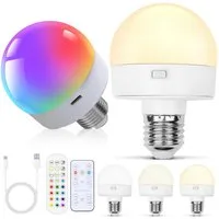MUPOO LED-Leuchtmittel Glühbirne mit Fernbedienung,4w, E27, E26, 1 St., 15 Farbtemperaturen,USB/Batteriebetriebene,Timer,IP44