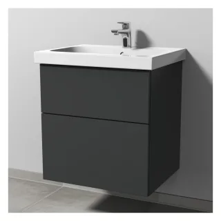 Sanipa 3way Waschtischunterbau zu Geberit iCon Light Waschtisch mit 2 Auszügen, Anthrazit-Matt SM57322