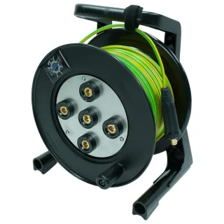 Dönges Litzentrommel Dinse-System, 50 m x 6 mm² , Länge x Ø:50 m x 6 mm², Eingang:1 x Stecker (Dinse), Ausgang:5 x Kupplung (Dinse)