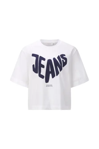 Rich & Royal - Gentle Fit T-Shirt with Jeans Print white - Gr. - M