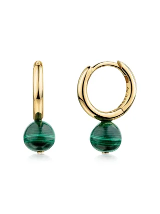 Zeeme Gemstones Creolen 925/- Sterling Silber vergoldet Malachit