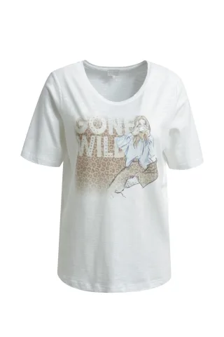 Milano Italy - roundneck t-shirt w/ AW 1/4 sleeve offwhite - Gr. - L