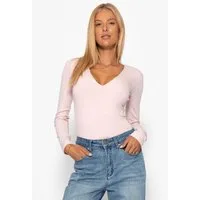 SASSYCLASSY Body Langarm Body mit V-Ausschnitt für Damen