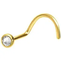 PIERCINGLINE Nasenpiercing Titan Nasenstecker Spirale FLACHE KRISTALLDISC (Nasenstecker, 1-tlg)