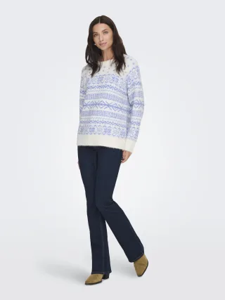 ONLY - ONLXMAS NORDIC LS O-NECK KNT Cloud Dancer - Gr. - S
