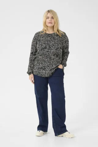 Langarm-Bluse Regular fit Black/Turtledove Graphic Dot black white