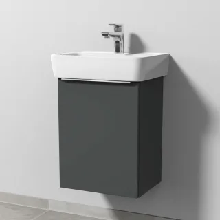 Sanipa 3way Waschtischunterbau zu Geberit Renova Plan Waschtisch mit 1 Tür, Anthrazit-Matt UM87022