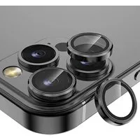 Wigento Handyhülle Metal Ring Camera Tempered Glas Film für Apple iPhone 14 Pro Max / 14 Pro Panzer Zubehör Glas Schwarz