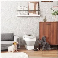 PawHut Futterbehälter mit Messbecher, Schüssel, mit Rollen, Kunststoff, TPE, (Futterbehälter, 1-tlg., Hundefutter Aufbewahrung), für Hunde, Katzenfutter, Grau