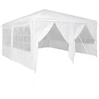 vidaXL Partyzelt Party-Zelt Weiß 400 x 400 x 266 cm Polyethylen