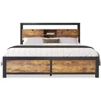 Flieks Metallbett, Doppelbett mit Stauraumfach 140x200cm Eisen Bettgestell