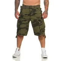 Geographical Norway Cargoshorts Herren Shorts mit abnehmbarem Gürtel (mit abnehmbarem Gürtel) in Unifarbe, mit Tunnelzug