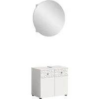 welltime Badezimmer-Set VICENZA, Breite 60cm, 2-teilig, mit Ornamentabsetzung, (best. aus: Waschbeckenunterschrank und Spiegelschrank), Waschbeckenunterschrank und Spiegelschrank