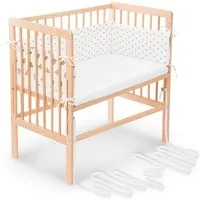 FabiMax Beistellbett Babybett Boxspring klar lackiert, 90 x 55 cm Liegefläche, aus Buchenholz, Stufenlos höhenverstellbar 40-73 cm, Holz-Lattenrost