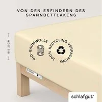 Schlafgut Spannbettlaken CASUAL Bettlaken 100% gekämmte Bio-Baumwolle, 150 g/m², Spannbetttuch, Jersey, Gummizug: rundum, (1 Stück), Bettlaken bis 25 cm Höhe, langlebig, weich, Antipilling-Ausrüstung