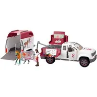 Schleich® Spielzeug-Auto HORSE CLUB, Mobile Tierärztin mit Anhänger (42704), Made in Europe