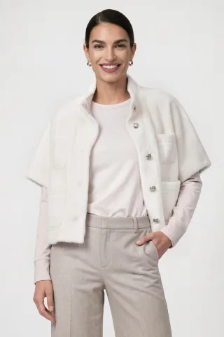 monari - Cape mit Kunstfell pearly - Gr. - 36