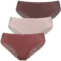 Vivance Brasilslip (3er-Pack) aus elastischer Baumwolle mit breiter, floraler Spitze