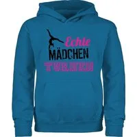 Shirtracer Hoodie Echte Mädchen turnen fuchsia - schwarz Kinder Sport Kleidung