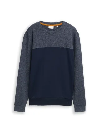Tom Tailor - Crewneck Sweatshirt mit Struktur-Mix sky captain blue - Gr. - XXXL