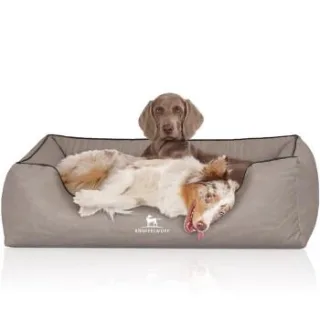 Knuffelwuff Orthopädisches Hundebett Columbia aus laser-gestepptem Kunstleder hellgrau XL