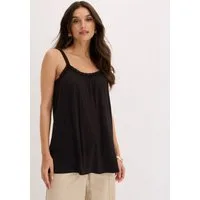 bonprix Shirttop bequeme Passform, ärmellos, aus Viskose, mit Baumwollspitze