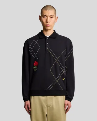 Lyle & Scott Argyle Rugby-Shirt – Schwarz
